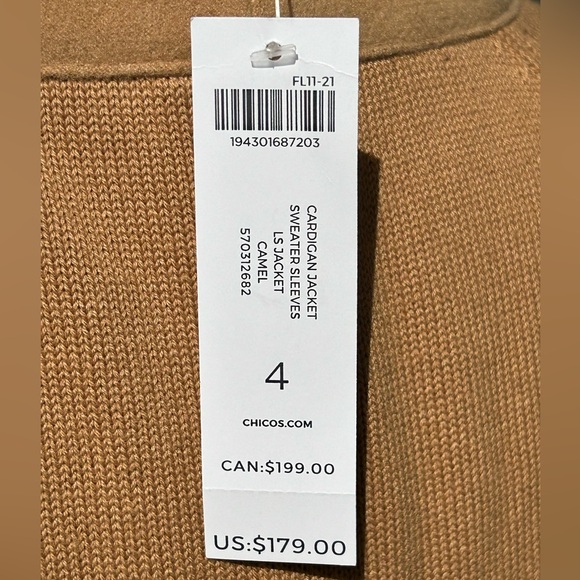 NWT CHICO’S s4 (20) camel topcoat/long line sweater Gorgeous & classic staple! - Picture 6 of 7